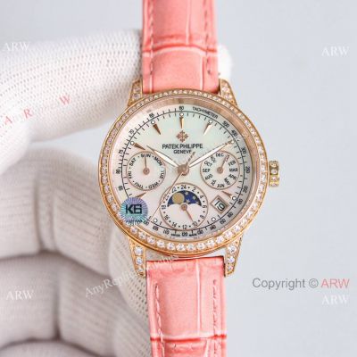 TW Factory Copy Patek Philippe Perpetual Calendar Rose Gold-Diamond Watches Women Gift